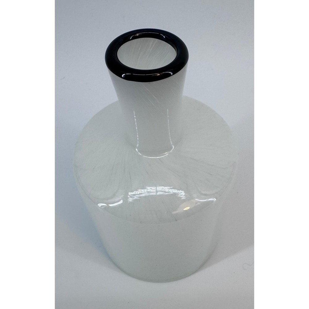 Harmony Frosted Glass Vase with Black Rim Handmade Modern Decor TC Home 6" NWOT - Picture 2 of 10